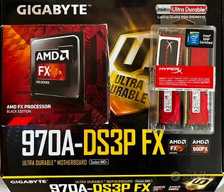Kit AM3+ GA‑970A‑DS3P FX+AMD FX Black+HyperX 2x8G