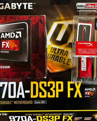 Kit AM3+ GA‑970A‑DS3P FX+AMD FX Black+HyperX 2x8G