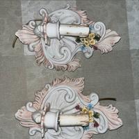 Coppia Applique in ceramica di Bassano Barocco