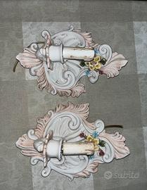 Coppia Applique in ceramica di Bassano Barocco