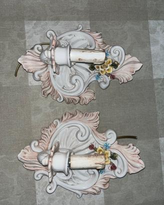 Coppia Applique in ceramica di Bassano Barocco