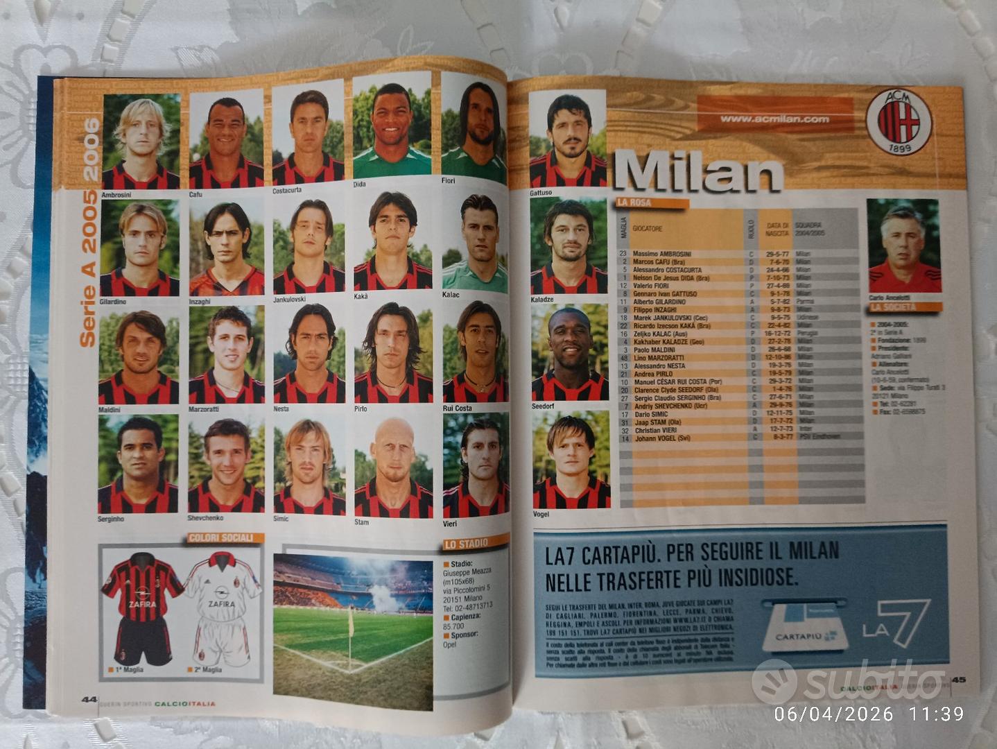 Guerin Sportivo N°44 2005 – Zanetti, Germania, Adriano – Vintage Football