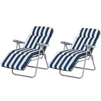 1 Sedia pieghevole color blu/bianco a righe