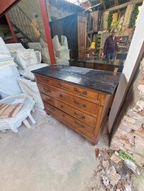 CASSETTIERA CON PIANO IN MARMO NERO