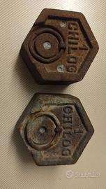 Lotto 2 pesi vintage 1kg ghisa esagonali bilancia