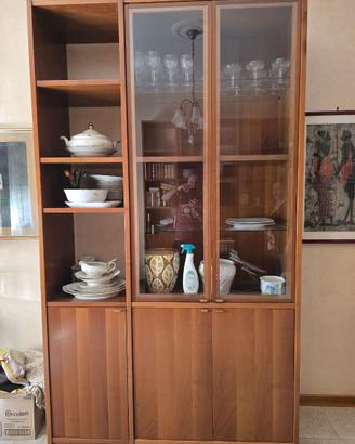 Mobile Vetrina e Libreria in legno noce nazionale