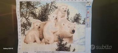 Punto Croce 40x50 - Mamma Orsa con Cuccioli -