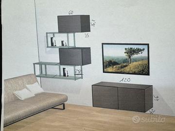 PARETE SOGGIORNO+PIANO SNACK+BUASERIE PORTA SPEZIE