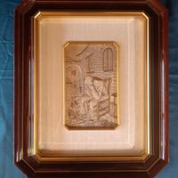 Quadro con bassorilievo in argento 925 scena uomo 