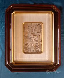 Quadro con bassorilievo in argento 925 scena uomo 