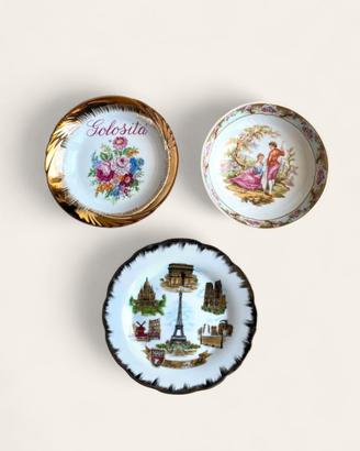 Set di 3 Piattini Decorativi in Porcellana 