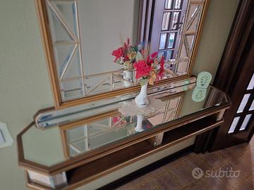 Specchiera in cristallo con  consolle in cristallo