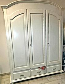 Armadio Shabby Chic 3 ante - Bianco decapato