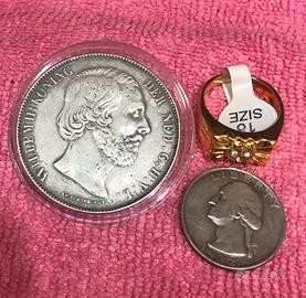 Moneta 2 1/2 Fiorini 1863 +🎁 1/4 di dollar 1933 +🎁