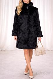 Pelliccia nera tg44 effetto visone, pari al nuovo