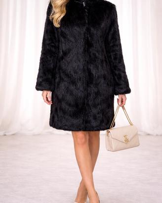 Pelliccia nera tg44 effetto visone, pari al nuovo