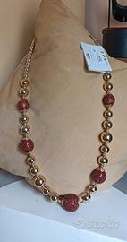  collana dorata alta bigiotteria nuova 