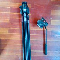 Cavalletto Manfrotto carbonio + testa video fluida