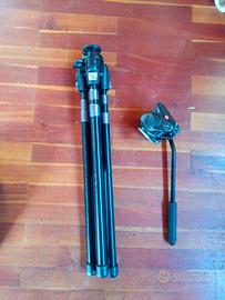Cavalletto Manfrotto carbonio + testa video fluida
