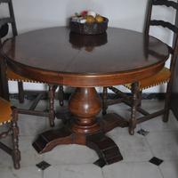 Set Tavolo vintage tondo allungabile + 4 sedie