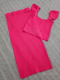 Completo fucsia a costine
