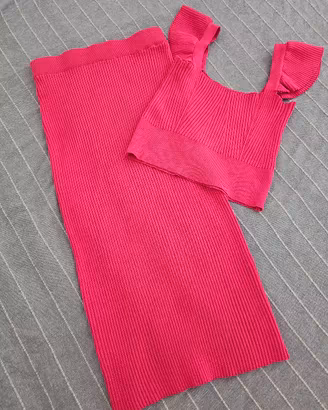 Completo fucsia a costine