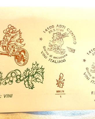 Cibi Italiiani: Vini - Busta FDC 1996 Numerata