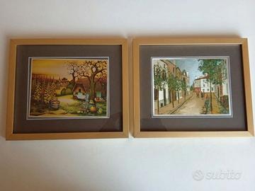 Coppia Quadri Vintage Anni 80 su Lamina Cangiante