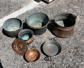 paioli e vasi in rame antico