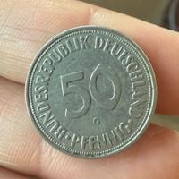 Moneta Storica 50 Pfennig 1950 Germania Ovest