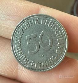 Moneta Storica 50 Pfennig 1950 Germania Ovest