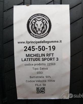 2 gomme 245 50 19 michelin rft a22569