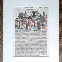 Dürer MEDIOLANUM 1493 XILOGRAFIA Wolgemut SCHEDEL