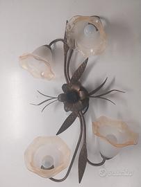 lampadario design in ferro battuto color rame