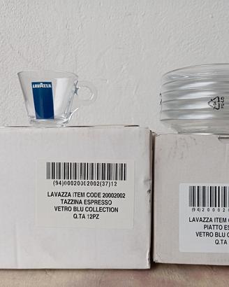 12 Tazzine caffè Lavazza con piattino in vetro 