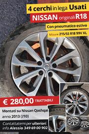 4 cerchi in lega R18 originali NISSAN 