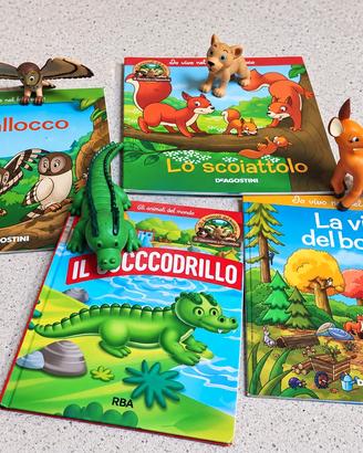 
Lotto 4 libri animali del bosco + statuine