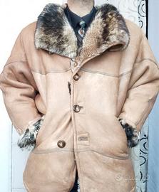 Shearling Cappotto Vintage 80s : donna beige/ shea