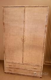 Armadio in bambù rattan con due cassetti