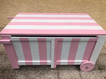 Carretto Artigianale Rosa/Bianco - Pezzo Unico