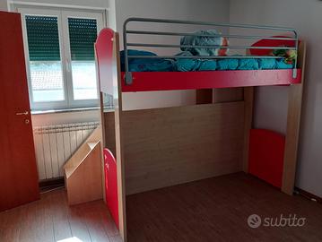 letto con scala porta oggetti bambino/a