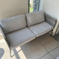 Divanetto 2 posti per esterno, grigio con cuscini