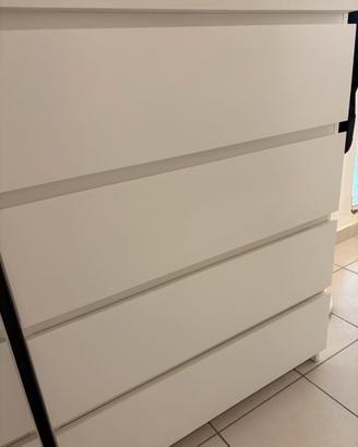 Malm Cassettiera legno bianca