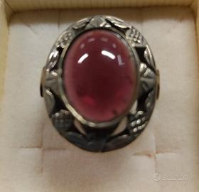 Anello argento 800 granato Artigianato Sardo