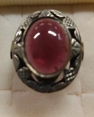 Anello argento 800 granato Artigianato Sardo
