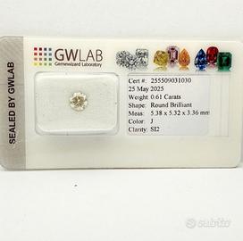 Diamante NATURALE 0.61 CARATI [Certificato GWLAB]