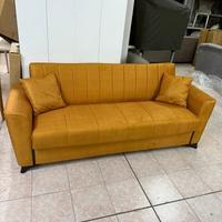 Divano duca ocra con cassettone e funzione letto