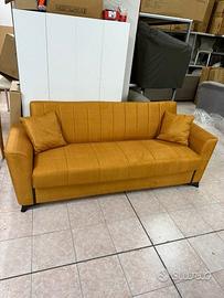 Divano duca ocra con cassettone e funzione letto