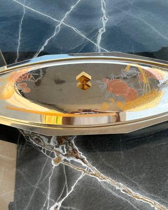 Pesciera ovale in acciaio inox e oro rosa 24k