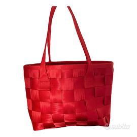 Borsa a spalla tinta unita rossa per donna